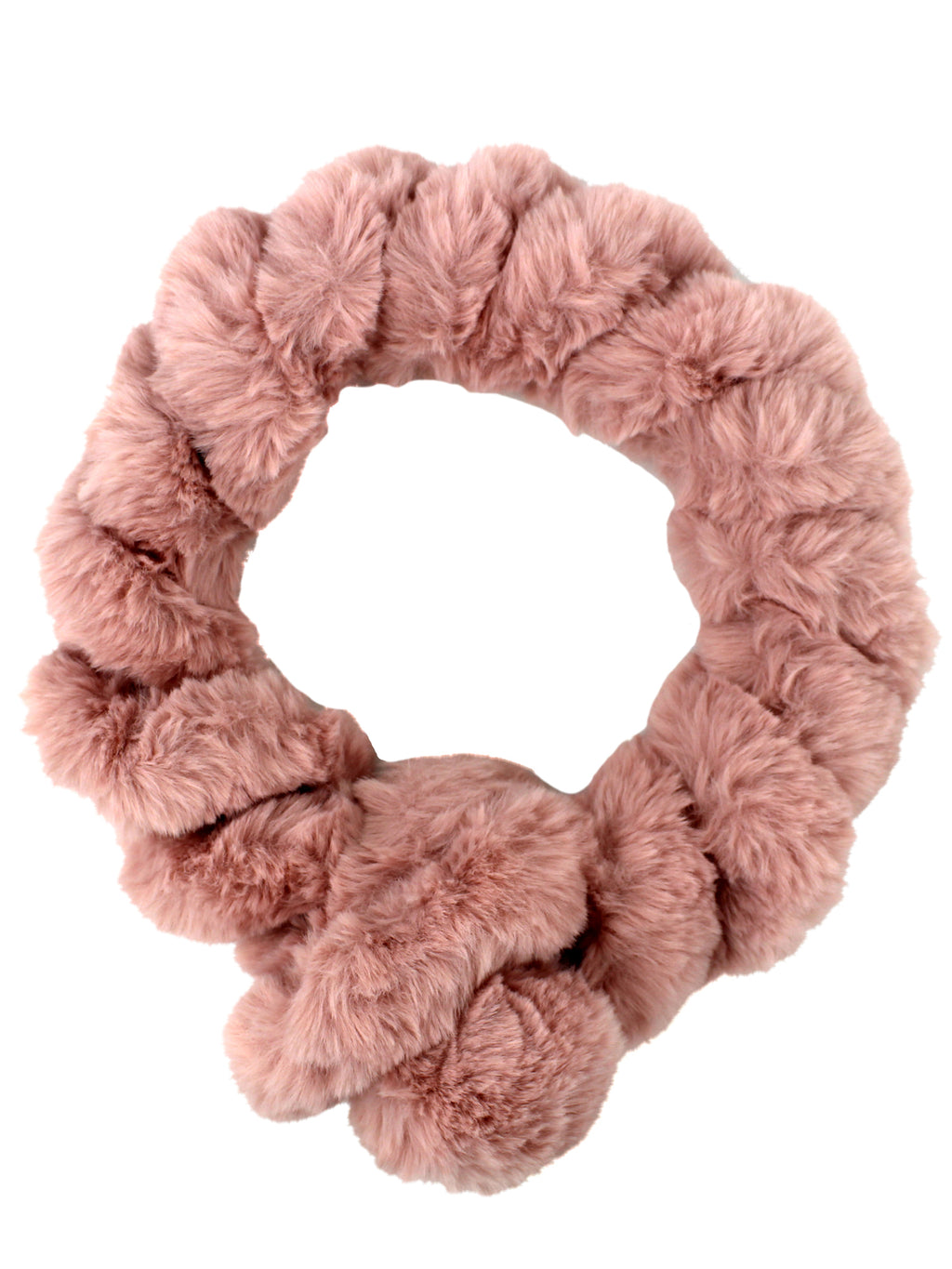 Pink Twisted Faux Fur Pull Thru Scarf