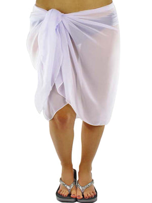 Plus Size Sheer White Knee Length Cover Up Sarong