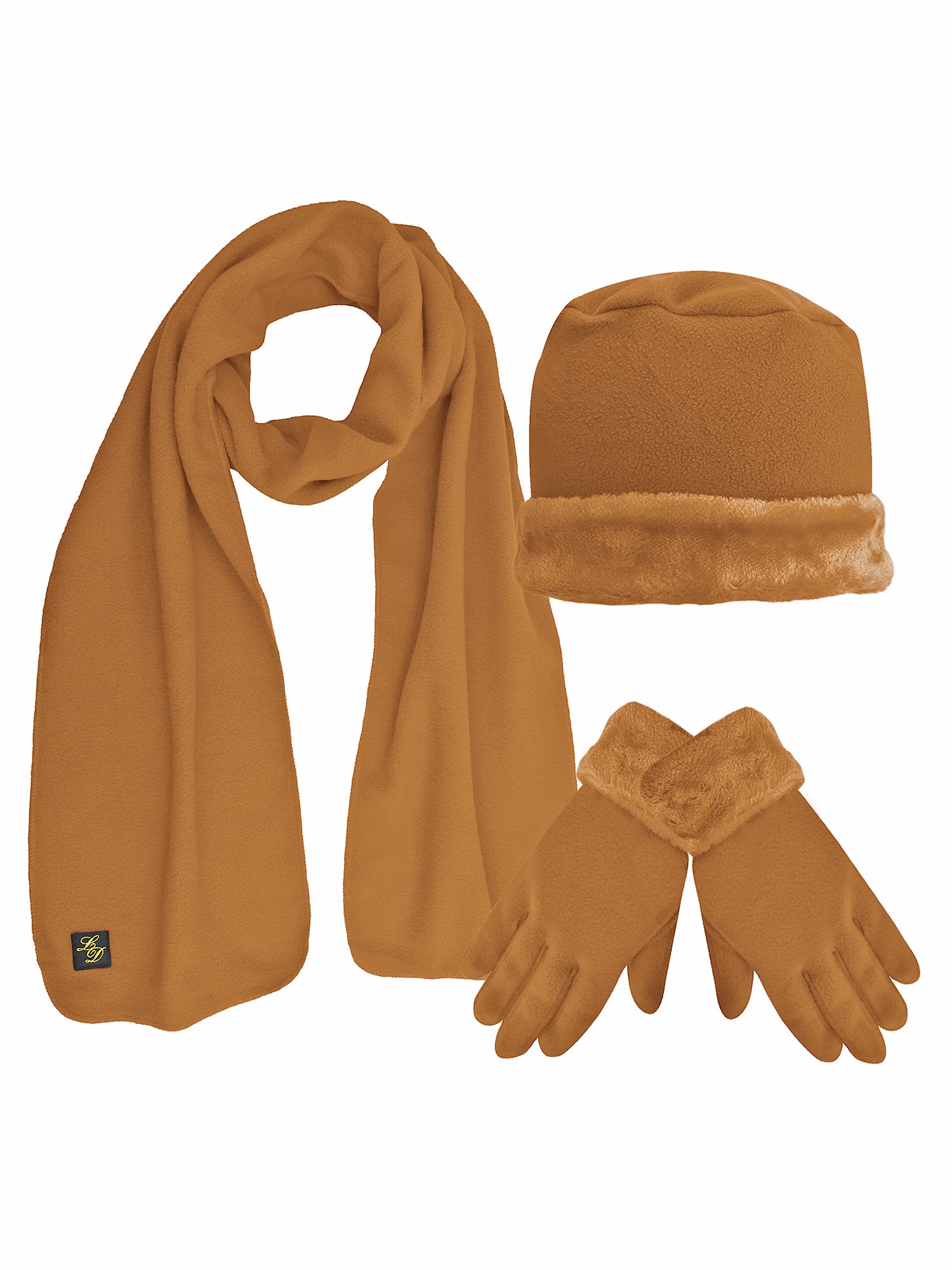 Fleece Hat Scarf & Glove Set With Plush Fur Trim – Luxury Divas