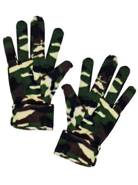 Green Camo Print Polar Fleece Scarf Glove & Hat Matching Set