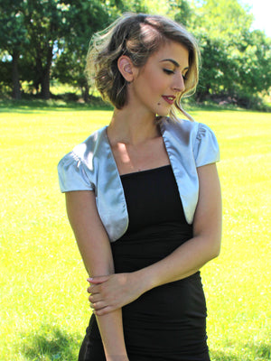 Short Sleeve Satin Bolero Shrug Jacket