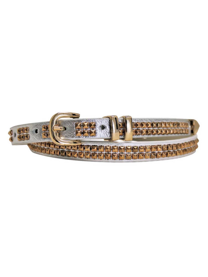Thin Double Row Gold Studded Skinny Belt