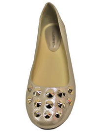 Suede Style Ballet Flats With Silver Studded Toe