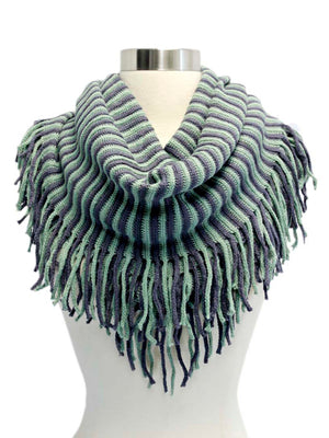 Radiant Knit Winter Infinity Scarf With Fringe