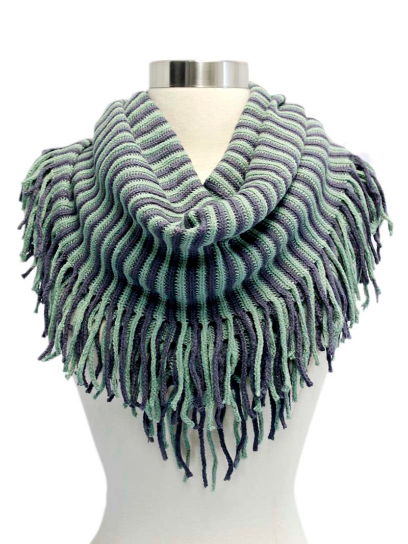 Radiant Knit Winter Infinity Scarf With Fringe