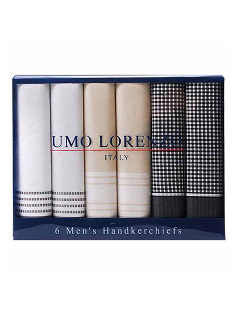 Men's Boxed 6 Piece Cotton Handkerchiefs Set