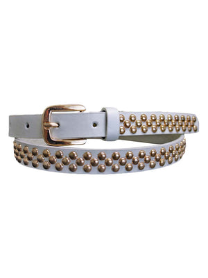 Skinny Gold Tone Round Studded Belt