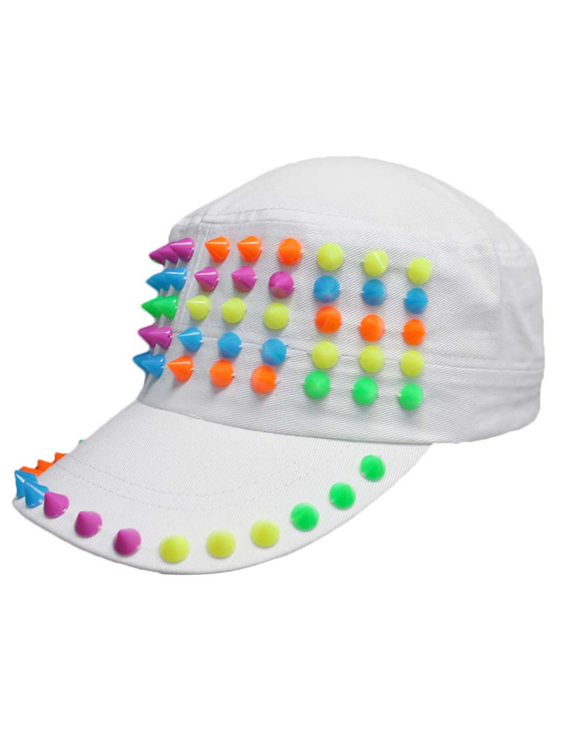 Cadet Style Cotton Cap Hat With Rainbow Spikes