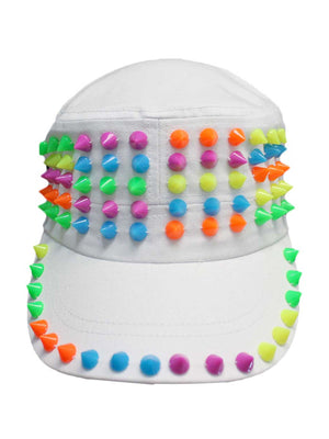 Cadet Style Cotton Cap Hat With Rainbow Spikes