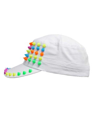 Cadet Style Cotton Cap Hat With Rainbow Spikes