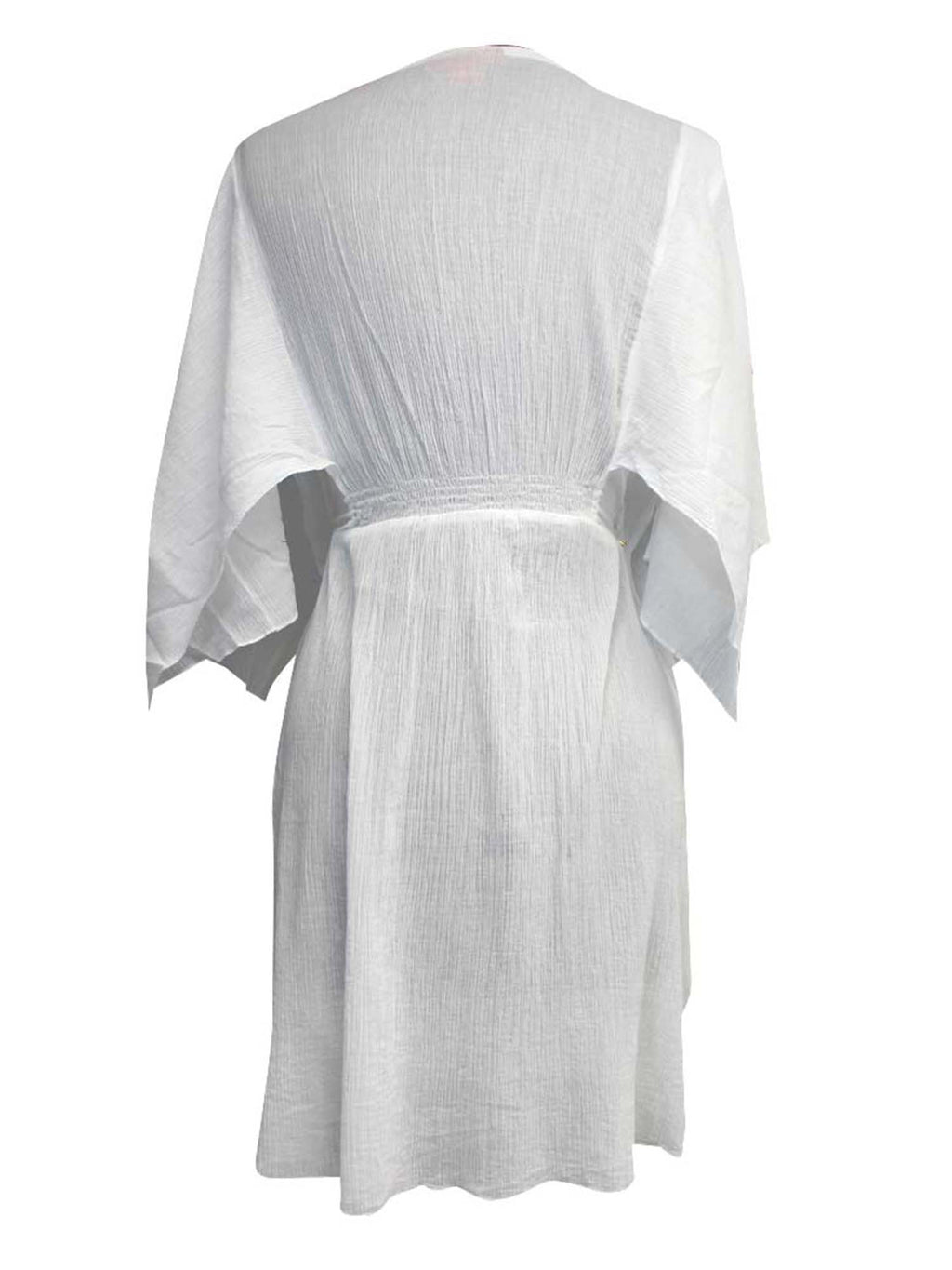 White With Embroidery Cotton Tunic Beach Cover-Up