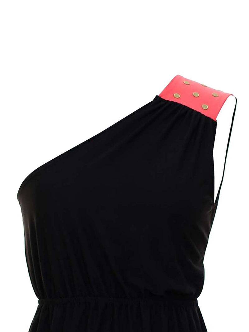 One Shoulder Studded Empire Waist Dress