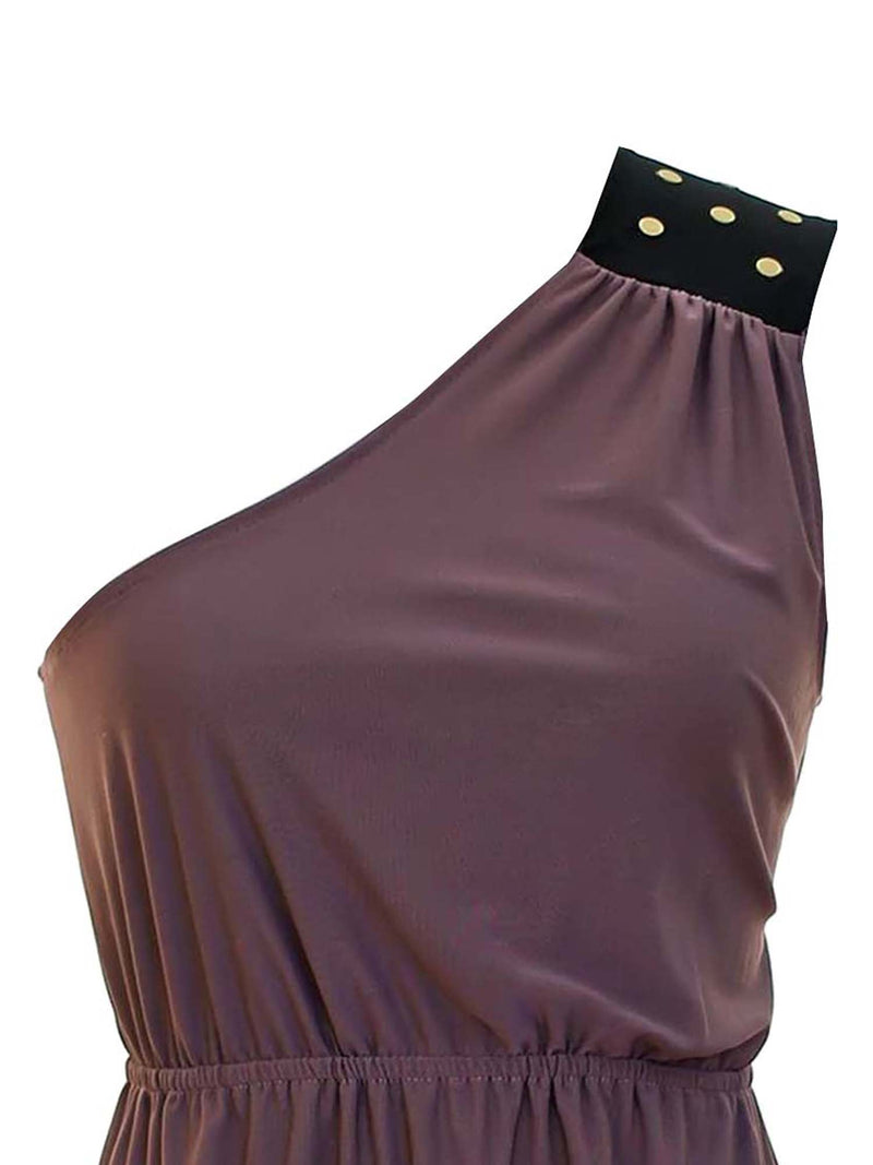 One Shoulder Studded Empire Waist Dress