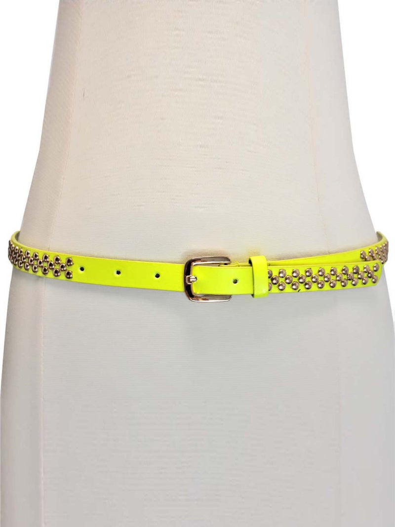 Skinny Gold Tone Round Studded Belt