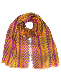 Fuchsia Vibrant Tricolor Tribal Print Scarf