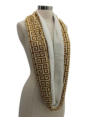 Sherpa Lined Greek Key Winter Infinity Scarf