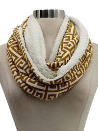 Sherpa Lined Greek Key Winter Infinity Scarf