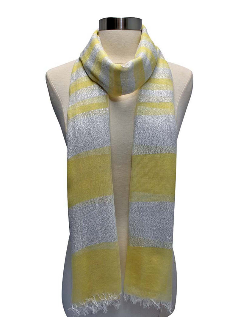 Silver Metallic Bold Stripe Scarf
