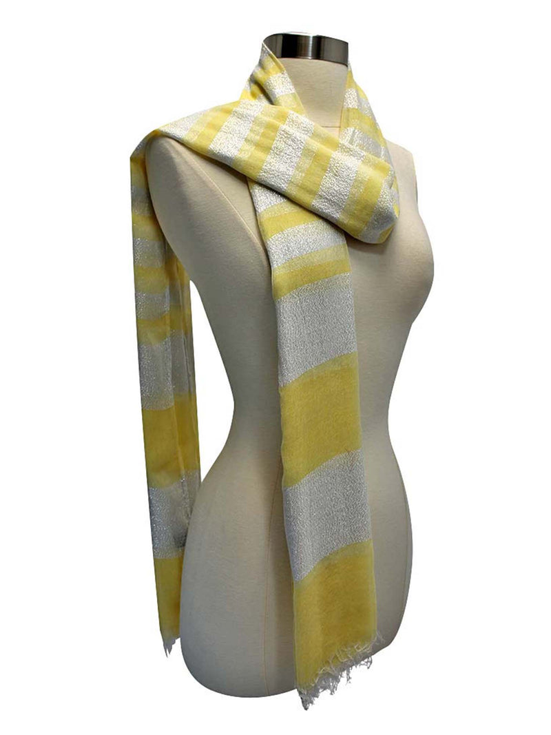Silver Metallic Bold Stripe Scarf