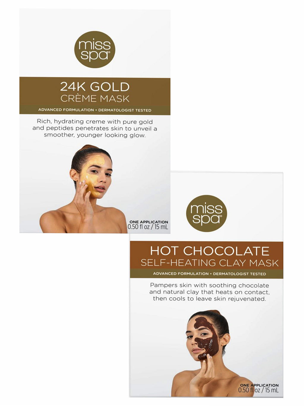 Miss Spa 2-Pack 24K Gold & Hot Chocolate Deluxe Facial Masks