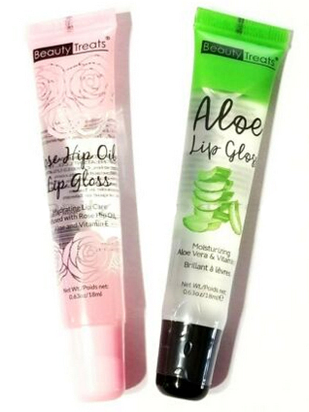 Beauty Treats 2-Pack Aloe & Rose Hip Oil Clear Lip Gloss