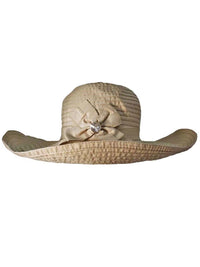 Beige Shapeable 5" Brim Floppy Hat With Bow