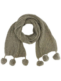 Long Knit Winter Scarf With Pom-Poms