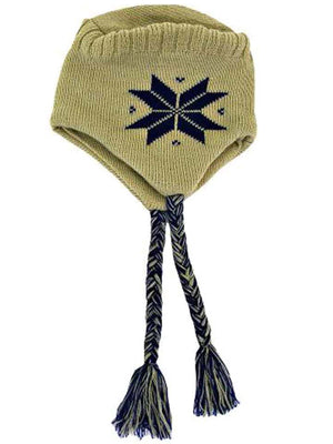 Snowflake Tibetan Knit Hat With Tassels