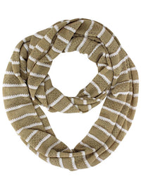 Striped Cotton Knit Lightweight Circle Infinity Scarf