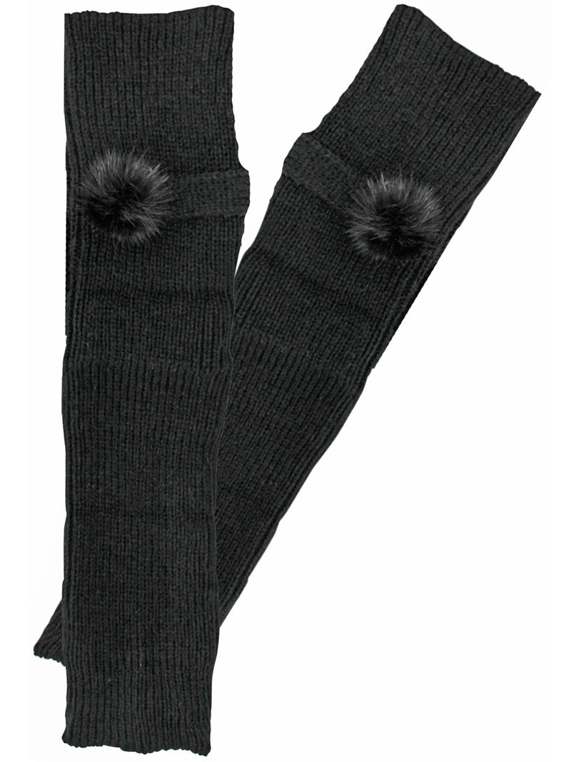 Knit Arm Warmers With Faux Fur Button