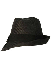 Black Fedora Hat With Slanted Brim