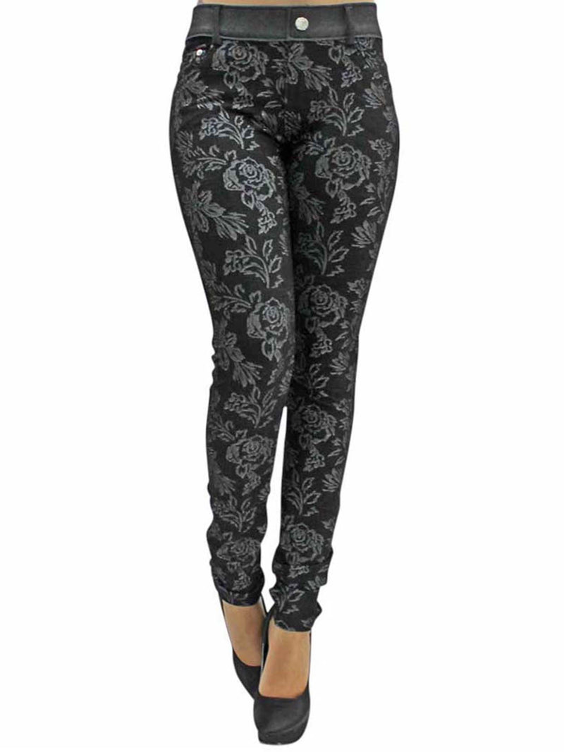 Floral Stretch Jeggings With Pockets – Luxury Divas