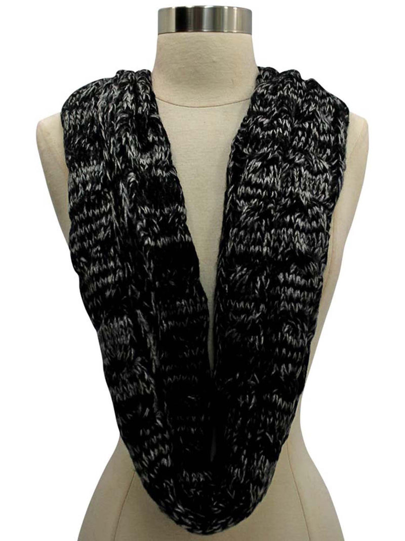 Two-Tone Cable Knit Infinity Scarf