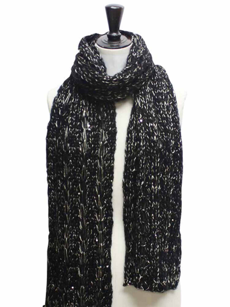 Knit Long Scarf With Sequin Accents