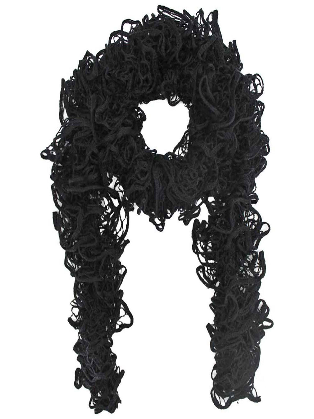Black Soft Wispy Lace Knit Scarf
