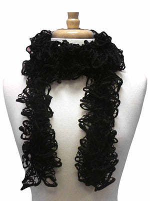 Black Soft Wispy Lace Knit Scarf