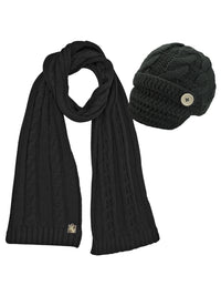 Cable Knit Newsboy Cabbie Hat & Scarf Matching Set