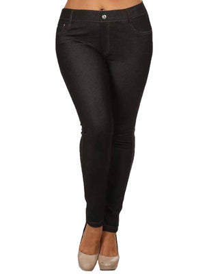 Stretchy Plus Size Jeggings With 5 Pockets
