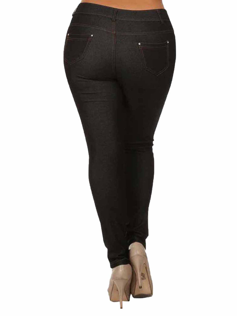 Stretchy Plus Size Jeggings With 5 Pockets