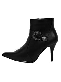 Black Western Womens Ankle Booties With Silver Buckle