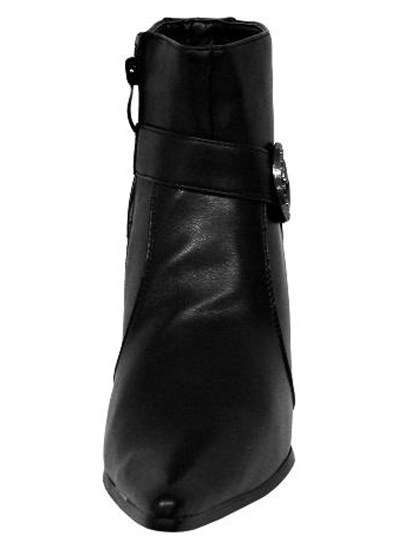 Black Western Womens Ankle Booties With Silver Buckle