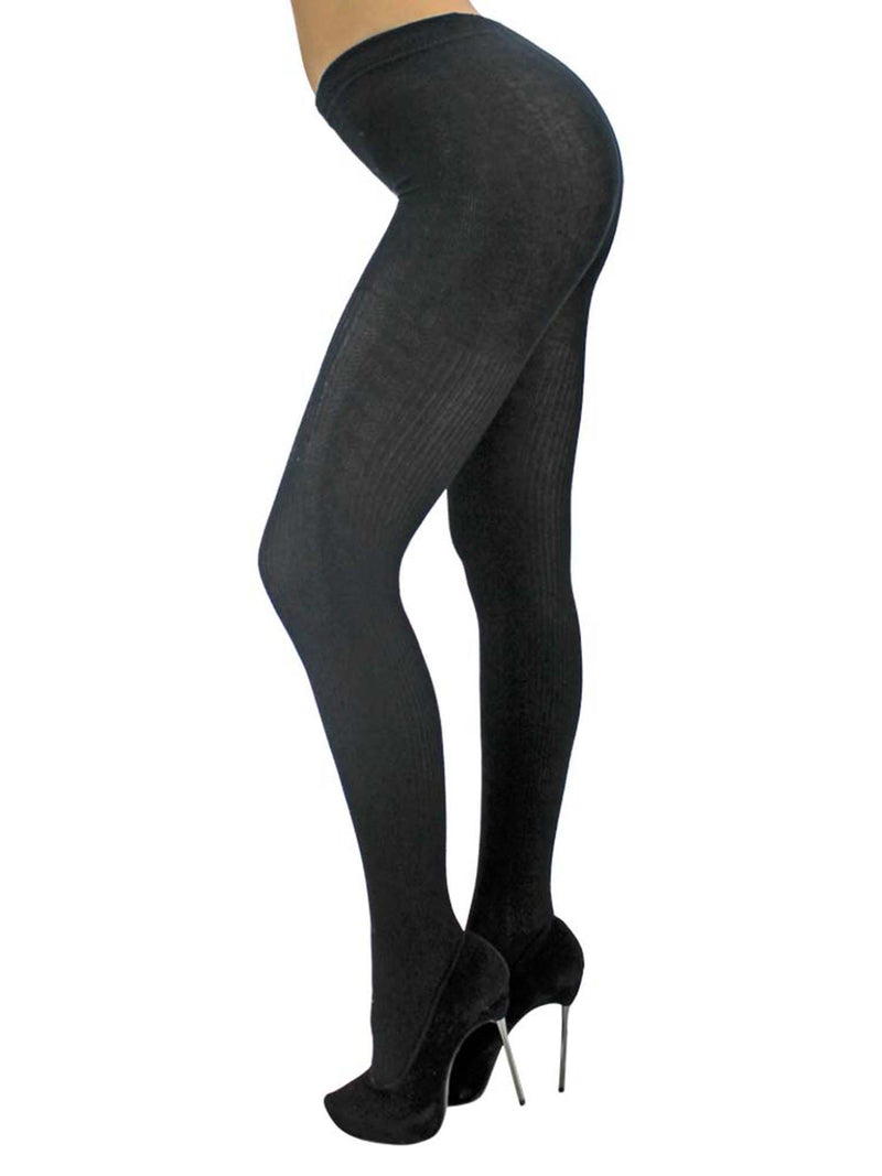 Black Thin Cable Knit Hosiery Tights