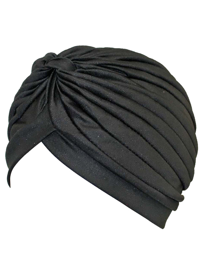 Black Spandex Pleated Turban Head Wrap For Women – Luxury Divas