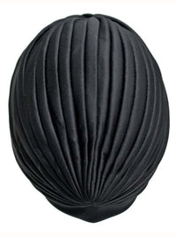 Black Spandex Pleated Turban Head Wrap For Women