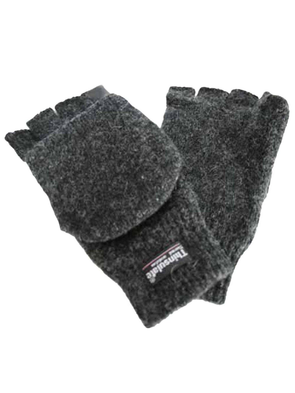Mens Rag Wool Fingerless Convertible Gloves
