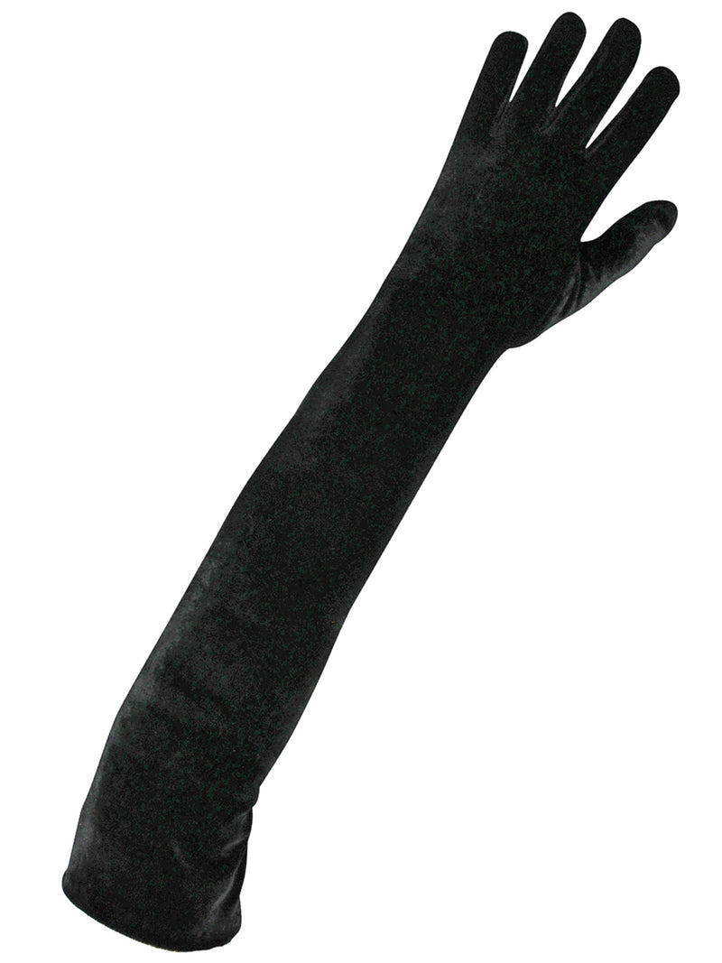 Velvet Black Long 3/4 Opera Arm Length Evening Gloves
