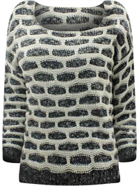 Black & White Brick Pattern Knit Sweater