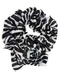 Black & White Zebra Long Scrunched Plush Scarf