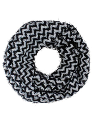 Fuzzy Knit Chevron Infinity Scarf