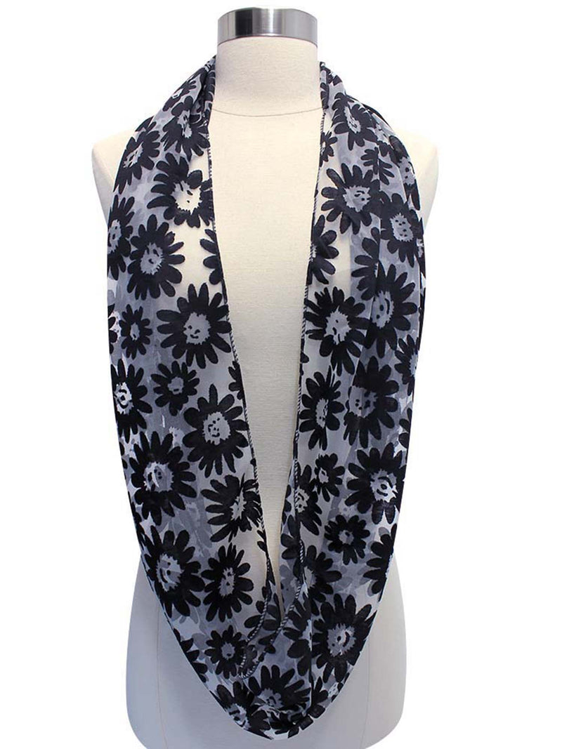Sheer Spring Daisy Lace Circle Infinity Scarf